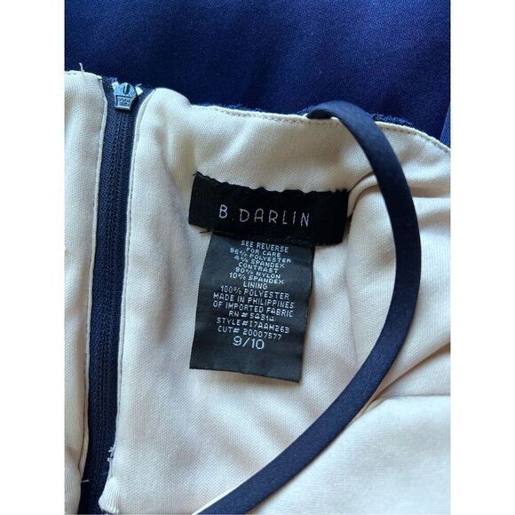 B Darlin Formal Dress size 9/10 Halter Open Back Navy Shimmer Lace Cocktail - Picture 15 of 16